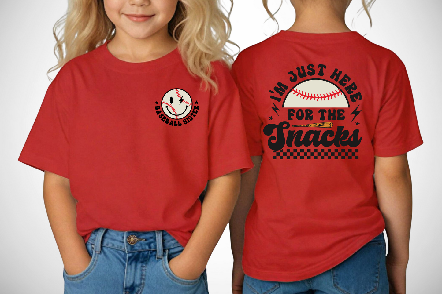 Here for the Snacks (Baseball Sister) - Various Colors Available