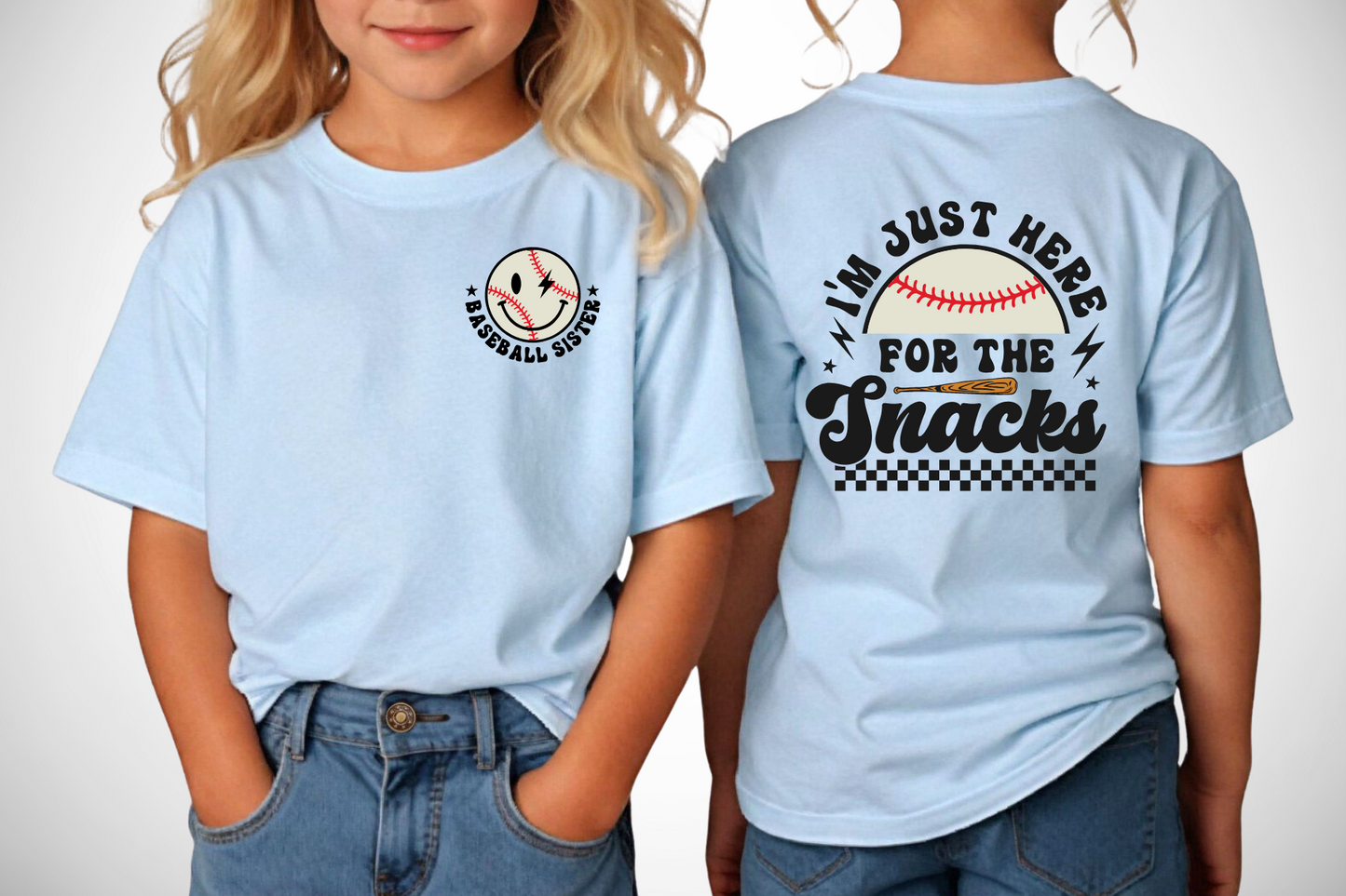 Here for the Snacks (Baseball Sister) - Various Colors Available