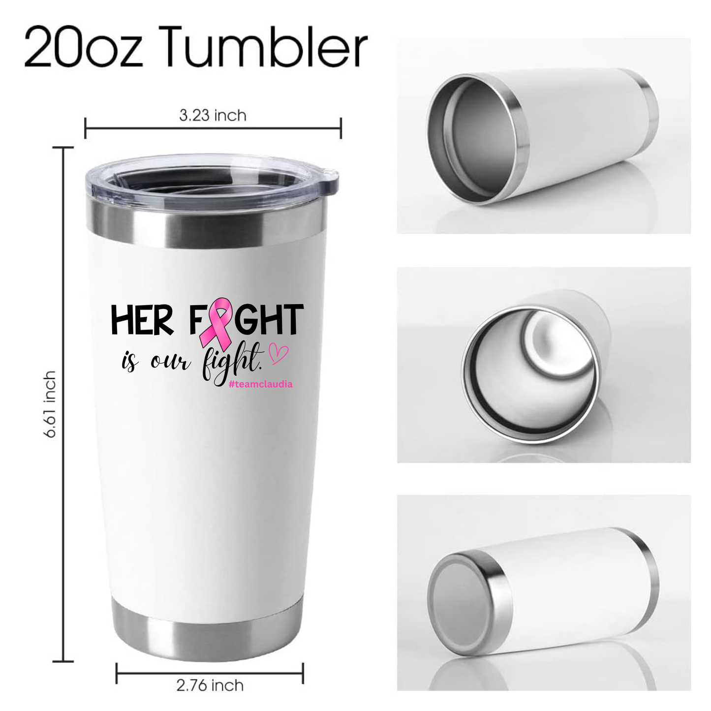 #TeamClaudia Tumbler - Black or White