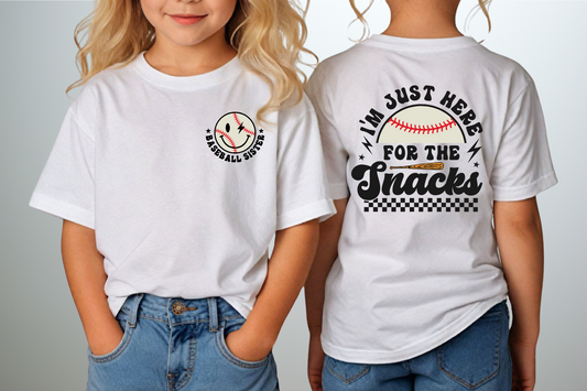 Here for the Snacks (Baseball Sister) - Various Colors Available