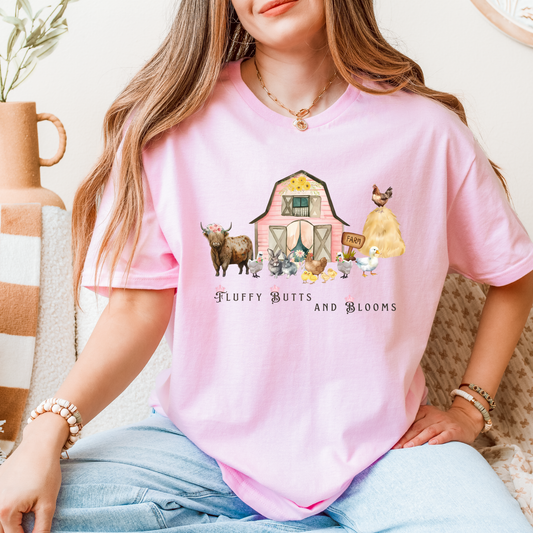 Fluffy Butts & Blooms Logo Tee